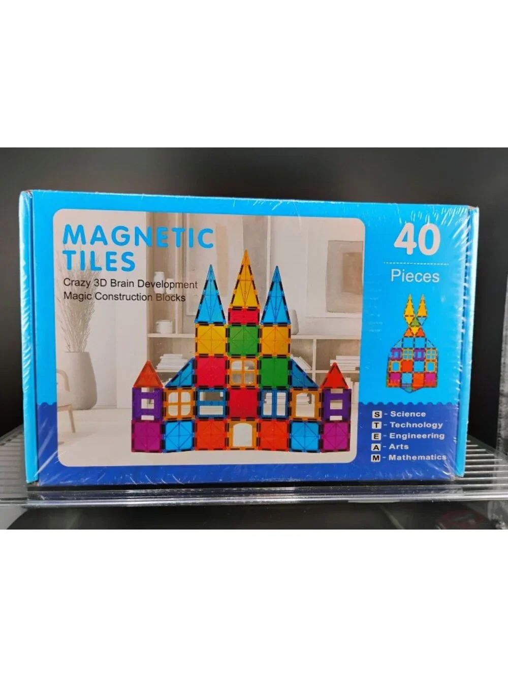 Magnetic Tiles 40-Piece Set 3D Brain Development Construction Blocks